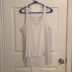 White Tank with Embezzled Neckline